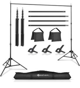 lot 10477 image: Yesker Photo Video Studio 10ft Adjustable Backdrop Stand, Background Support System Kit with Carry Bag for Photography Studio Parties Wedding