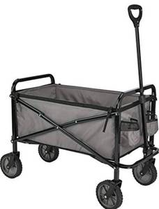 lot 10481 image: Amazon Basics Collapsible Folding Outdoor Utility Wagon with Cover Bag, Gray