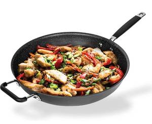 lot 10488 image: Granitestone Pro 14�� Frying Pan Nonstick Extra Large Hard Anodized Frying Pan with Ultra Nonstick Coating, Family Sized Open Skillet with Stay Cool Rubberized & Helper Handle, Oven & Dishwasher Safe