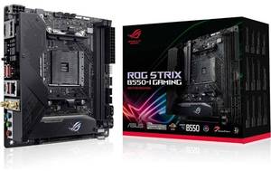 lot 39827 image: $$ ASUS ROG Strix B550-I Gaming AMD AM4 (3rd Gen Ryzen��) Mini-ITX SFF Gaming Motherboard (PCIe 4.0, WiFi 6, 2.5Gb LAN, DDR4 5100 (O.C.), Front USB 3.2 Gen 2 Type-C, Addressable Gen 2 RGB and Aura Sync), Retail $214