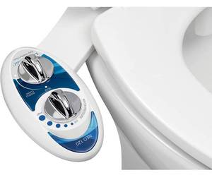 lot 39840 image: LUXE Bidet Neo 120 - Self Cleaning Nozzle - Fresh Water Non-Electric Mechanical Bidet Toilet Attachment (blue and white)