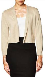 lot 39841 image: Calvin Klein Womens 34 Sleeve Sheer Stripe Shrug with Self Banding and Cuff Size Small