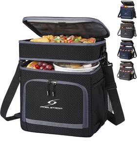 lot 39843 image: Lunch Bag WomenMen,Reusable Lunch Box for Men,Insulated Lunch Cooler bag for Adults Kids,Collapsible Leakproof Lunch Tote Bag for Work Office School Picnic Beach-Medium,Black