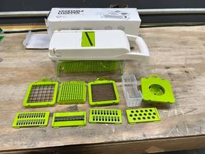 lot 39858 image: Vegetable Chopper Multi Function with Assortment of Blades- Parts or Repair