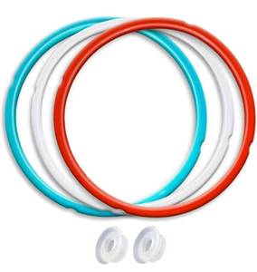 lot 39899 image: Silicone Sealing Ring, 3 Pack, Savory Sky Blue & Sweet Cherry Red & Common Transparent White, Fit for 8qt