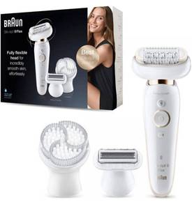 lot 59948 image: Braun Epilator Silk-�pil 9 9-030 with Flexible Head, Facial Hair Removal for Women and Men, Shaver & Trimmer, Cordless, Rechargeable, Wet & Dry, Beauty Kit with Body Massage Pad