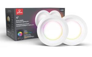lot 59949 image: Globe Electric 50284 Wi-Fi Smart 4 Slim Baffle LED Recessed Lighting Kit 2-Pack, No Hub Required, Voice Activated, 9 Watts, Multicolor RGB, Tunable White, 540 Lumens, Wet Rated, 4.25 Hole Size