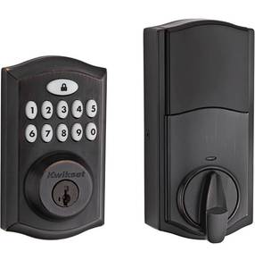 lot 59952 image: Kwikset 99130-003 SmartCode 913 Non-Connected Keyless Entry Electronic Keypad Deadbolt Door Lock Featuring SmartKey Security, Traditional Venetian Bronze