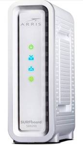 lot 59954 image: ARRIS SURFboard SB8200 DOCSIS 3.1 Cable Modem  Approved for Comcast Xfinity, Cox, Charter Spectrum, & more  Two 1 Gbps Ports  1 Gbps Max Internet Speeds  4 OFDM Channels