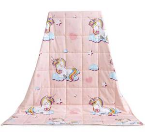 lot 59961 image: Sivio Kids Weighted Blanket, 100% Natural Cotton Heavy Blanket for Children, Great for Kids Calming and Sleep, 5 lbs, 36 x 48 Inches, Pink Rainbow Unicorn