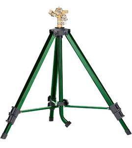 lot 59965 image: Orbit 58308Z Brass Impact Sprinkler on Tripod Base, Green