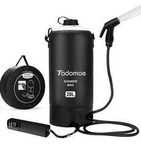 lot 59993 image: Tadomoe Portable Shower, Camping Shower Bag with Portable Shower Pump,Solar Shower with Hot Water,Leak Proof Handy Nozzle Temperature Indicator