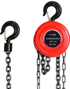 lot 59996 image: Manual Chain Hoist  1 Ton2000 lbs Capacity 2 Hooks  Manual Hand Lift Steel Chain Block Hoist (1T-Red)