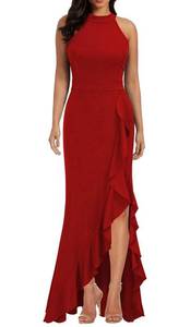 lot 60020 image: WOOSEA Womens High Neck Split Evening Cocktail Long Dress, XL, Ring In 2023 In Style