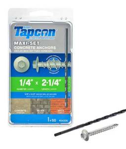 lot 60022 image: Tapcon 14 X 2-14 in. Maxi-Set Hex-Head Concrete Anchors (50-Pack)