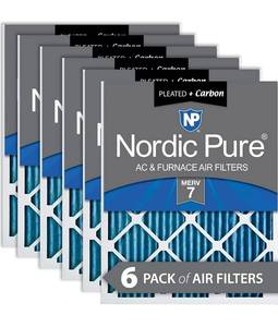 lot 61472 image: Nordic Pure 12x20x1 MERV 7 Pleated Plus Carbon AC Furnace Air Filters 6 Pack