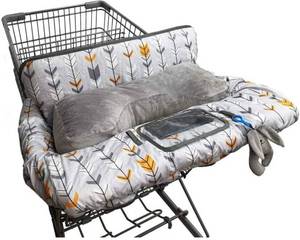 lot 61503 image: Shopping Cart Cover for Baby Cotton, Minky Bolster Positioner, 6.5 Cellphone Holder, High Chair Cover for Boy Girl,Infant Grocery Cart Cushion Liner Large