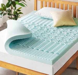 lot 61514 image: Mellow 4 Inch 5-Zone Memory Foam Mattress Topper, Cooling Gel Infusion, Queen
