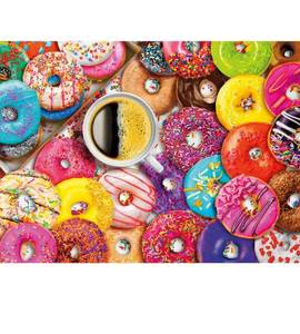 lot 61525 image: Lot of 2 Puzzles - Buffalo Games 1000 Pieces Signature Collection 1436 Coffee & Donuts Jigsaw Puzzle & Buffalo Games Amazing Nature Hummingbird Garden 500 Pieces Jigsaw Puzzle