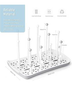 lot 61529 image: Baby Bottle Drying Rack with Tray, Termichy High Capacity Bottle Dryer Holder for Bottles, Teats, Cups, Pump Parts and Accessories, Gray