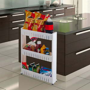 lot 68009 image: Three-Tier Slim Slide Out Pantry on Rollers 5 Wide