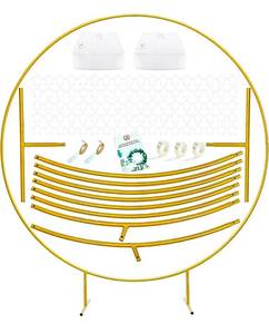 lot 68013 image: LANGXUN Large Size 7.2ft Gold Metal Round Balloon Arch kit Decoration, for Birthday Party Decoration, Wedding Decoration, Graduation Decorations and Baby Shower Photo Background Decoration
