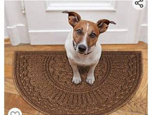 lot 71976 image: Mibao Door Mat Outdoor, Welcome Mats Outside, Large Front Door Mats, Doormat Indoor Entrance, Outdoor Mat, Anti-Slip Rubber Door Mats, Washable Entryway Rug, Half moon 60 x 90 CM, Coffee, Picture for reference only.
