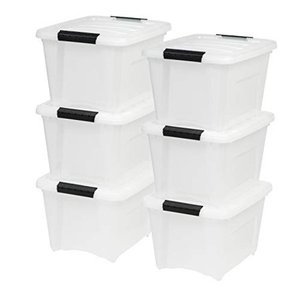 lot 71980 image: IRIS USA TB-17 19 Quart Stack & Pull Box Multi-Purpose Storage Bin 6 Pack Pearl
