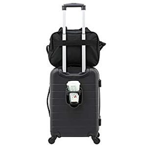 lot 71987 image: Wrangler El Dorado Lugggage Set with Cup Holder and USB Port, Black, 2 Piece (B07KVNBSBW)
