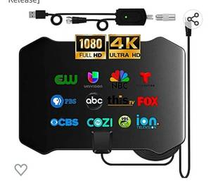 lot 71992 image: Antier Amplified Indoor Outdoor Digital Tv Antenna �� Powerful Best Amplifier Signal Booster up to 420 Miles Range Support 8K 4K Full HD Smart and Older Tvs with 16ft Coaxial Cable 2022 Release
