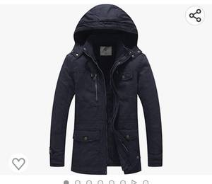 lot 71996 image: WenVen Mens Winter Thicken Cotton Parka Jacket Warm Coat with Removable Hood,Size XL