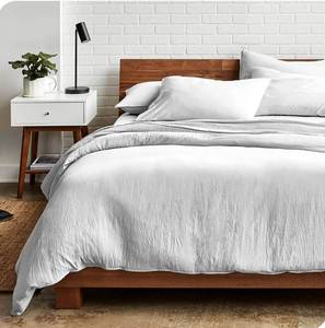 lot 71998 image: Bare Home Sandwashed Duvet Cover KingCal King Size - Premium 1800 Collection Duvet Set - Cooling Duvet Cover - Super Soft Duvet Covers (KingCal King, Sandwashed White)