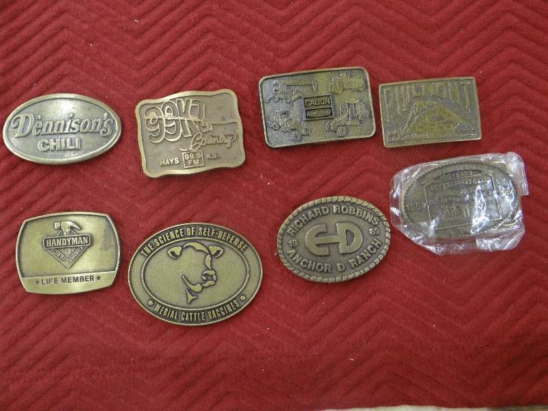 lot 1176 image: Lot of 8 advertising belt buckles.