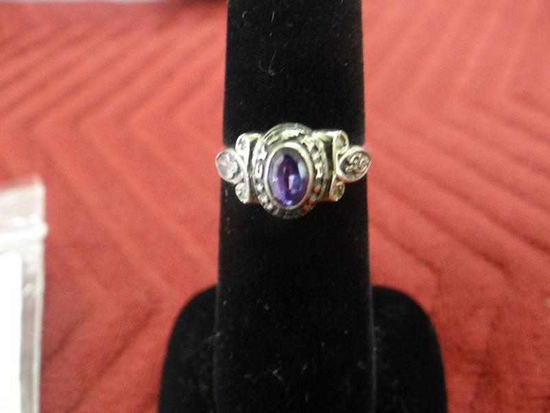 lot 1134 image: 10K white gold class ring from cy-fair high school in Houston, TX. - purple & clear stones.