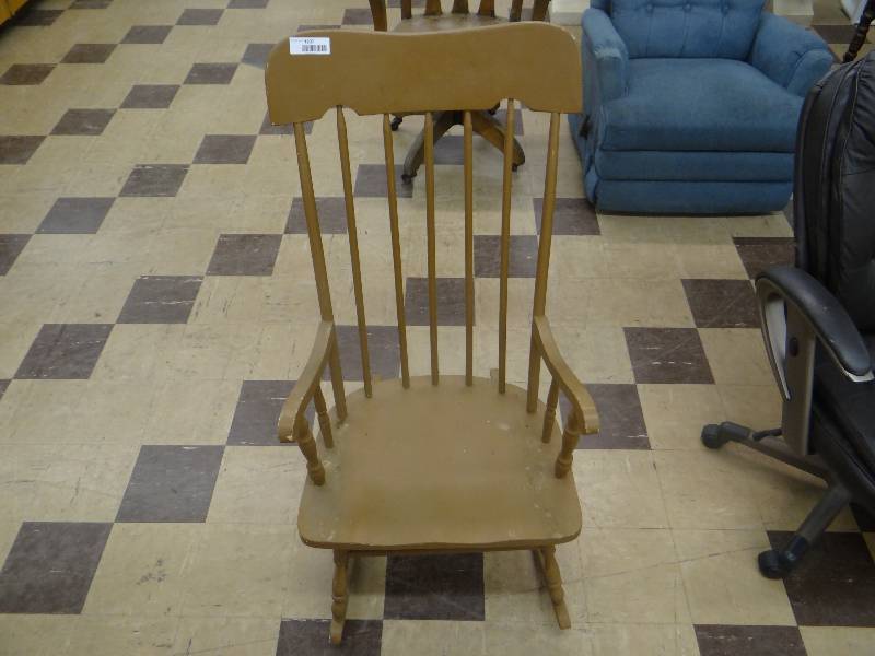 lot 1207 image: Painted wood spindle back rocker.