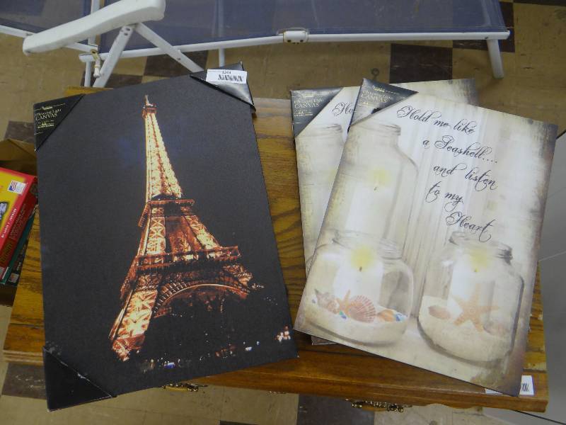 lot 1243 image: 3 New flickering light canvas pictures - by Radiance.