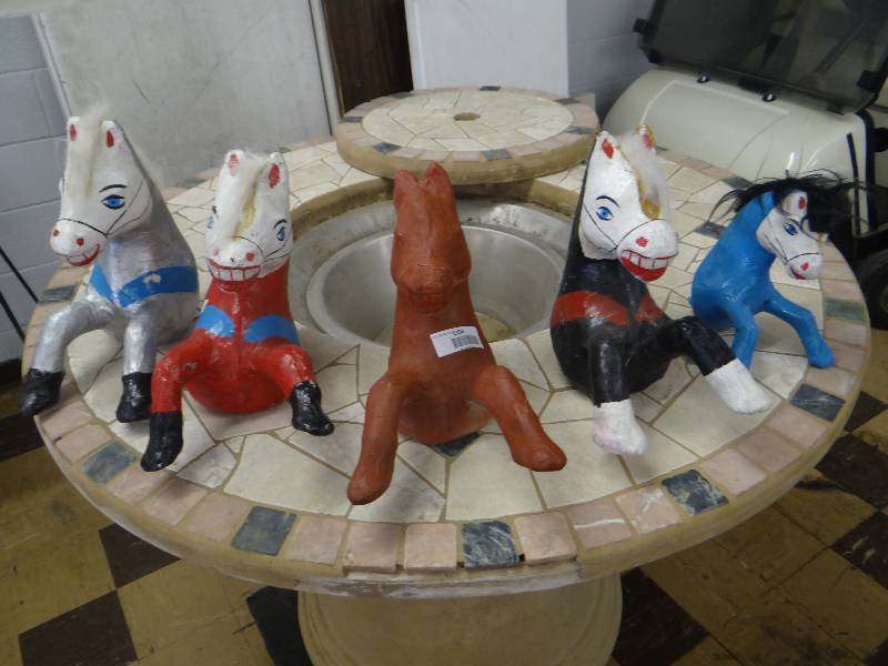 lot 1254 image: Interesting lot of paper mache horse busts - 5 pcs.
