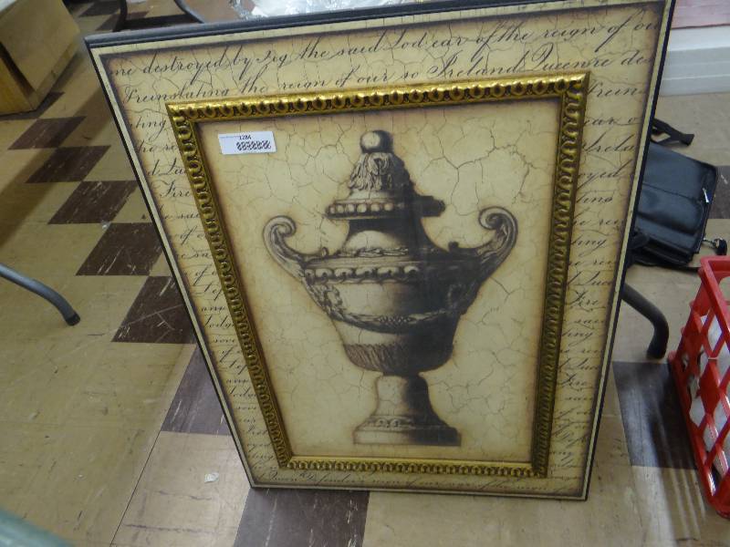 lot 1284 image: Framed urn print.