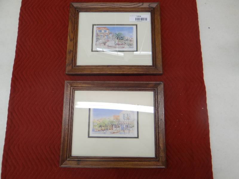 lot 1314 image: Pair of double matted tropical prints.