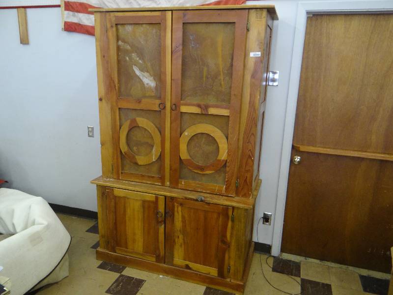 lot 1354 image: Large wood & metal Cabinet wunder storage - in 2 pcs.