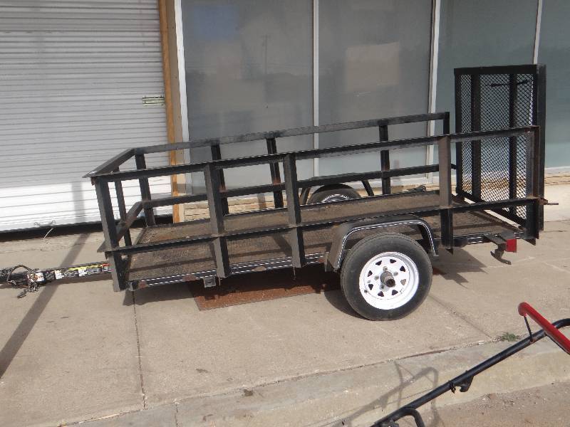 lot 1375 image: Very nice black utility trailer - almost new tires - 8 ft X 52.