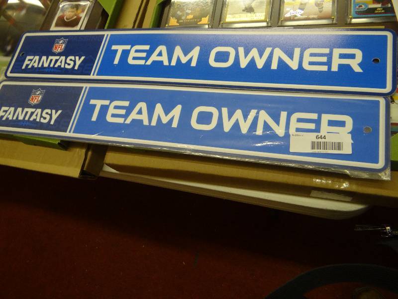 lot 644 image: 2 Fantasy team owner wall signs.