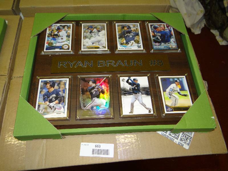 lot 663 image: #8 Ryan braun 8 card wall display.