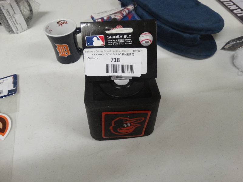 lot 718 image: Baltimore Orioles shield hitch cover.