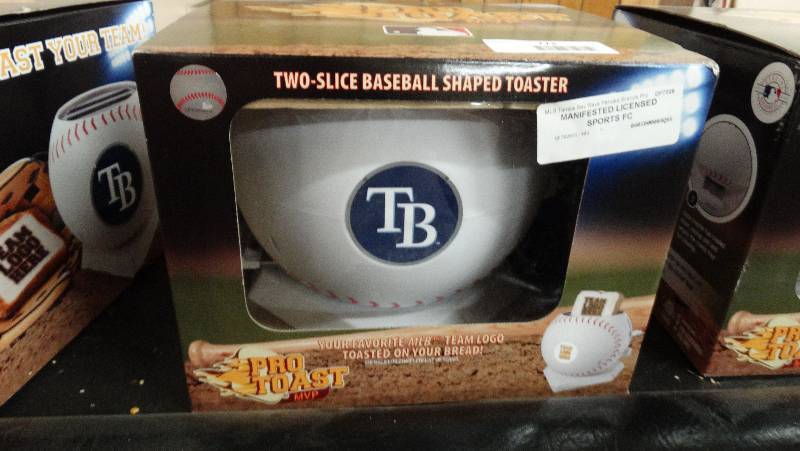 lot 773 image: Two-slice baseball shaped toaster Tampa bay rays.