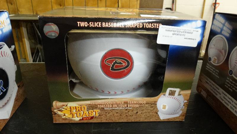 lot 776 image: Arizona diamond backs  two - slice baseball shaped toaster.