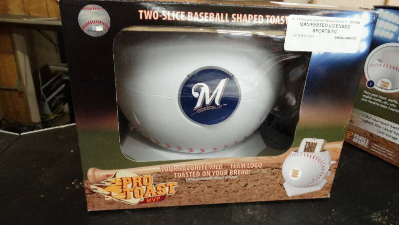 lot 780 image: Milwaukee Brewers  two - slice baseball shaped toaster.