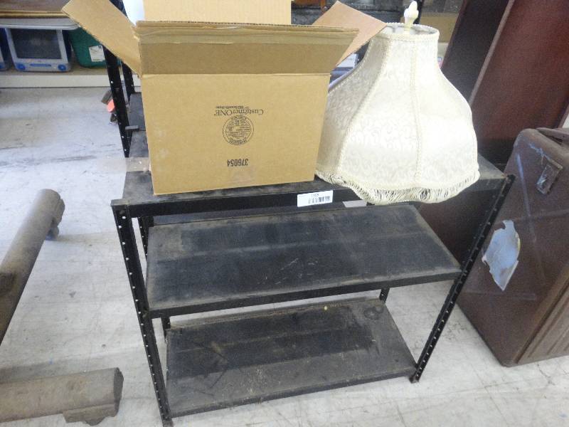 lot 1755 image: Metal shelf wcontents.