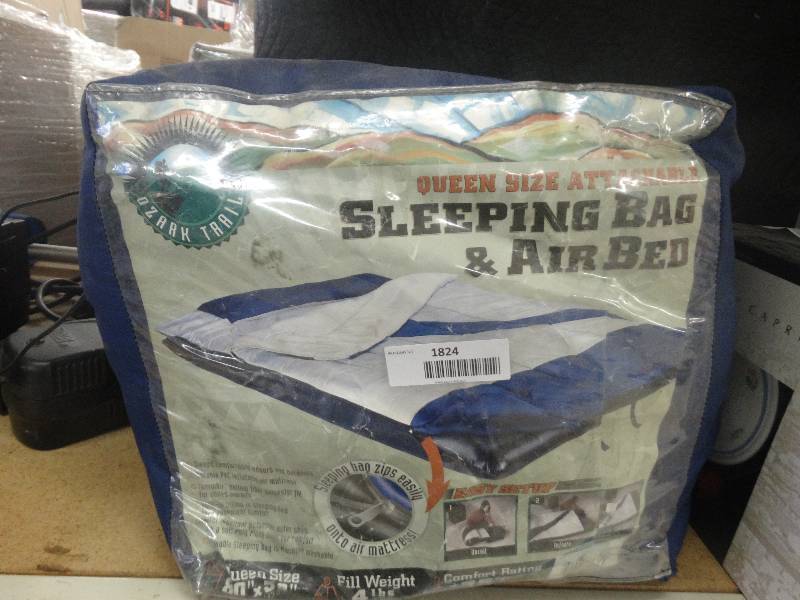 lot 1824 image: Queen size attachable sleeping bag & air bed.