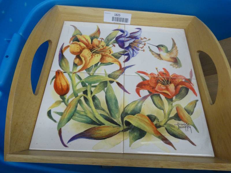 lot 1825 image: Spice rack & spices, tray, crock pot, & silverware. tote not included.